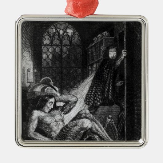 Illustratie uit "Frankenstein" Metalen Ornament (Voorkant)