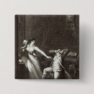 Illustratie uit "The Sorrows of Werther" Vierkante Button 5,1 Cm