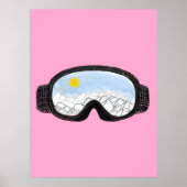 Illustratie Uitzicht Ski Goggles Illustratie Roze Poster (Voorkant)