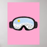 Illustratie Uitzicht Ski Goggles Illustratie Roze