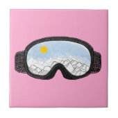 Illustratie Uitzicht Ski Goggles Illustratie Roze Tegeltje (Voorkant)