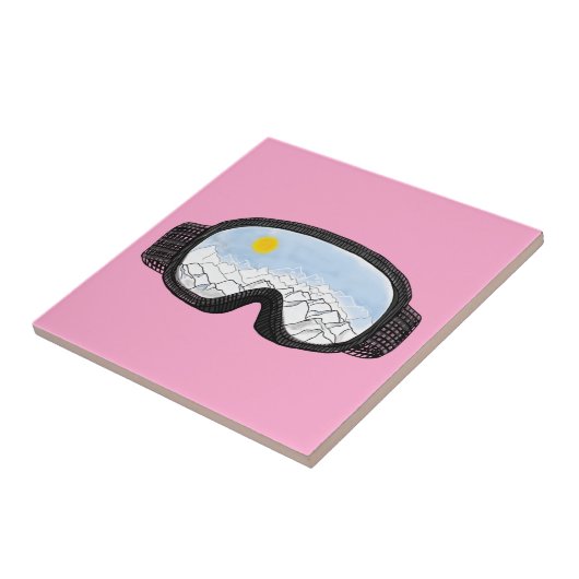 Illustratie Uitzicht Ski Goggles Illustratie Roze Tegeltje (Zijkant)