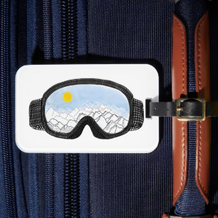 Illustratie Uitzicht Ski Goggles Mountain Bagagelabel