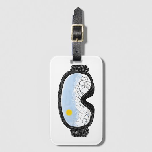 Illustratie Uitzicht Ski Goggles Mountain Bagagelabel (Voorkant (verticaal))
