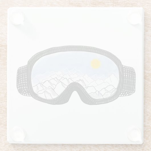 Illustratie Uitzicht Ski Goggles Mountain Glazen Onderzetter (Achterkant)