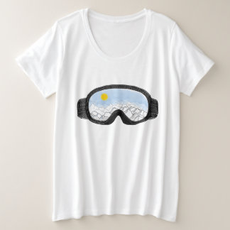 Illustratie Uitzicht Ski Goggles Mountain Grote Maat T-shirt