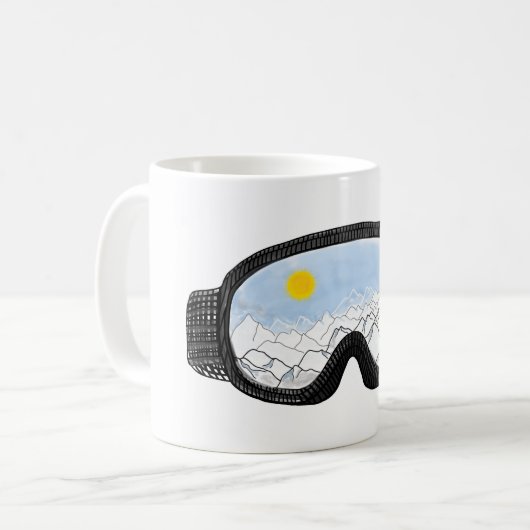 Illustratie Uitzicht Ski Goggles Mountain Koffiemok (Voorkant links)