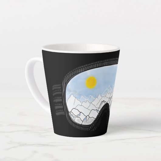 Illustratie Uitzicht Ski Goggles Mountain Latte Mok (Linkerhoek)