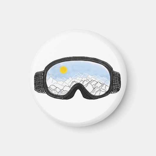 Illustratie Uitzicht Ski Goggles Mountain Magneet (Voorkant)