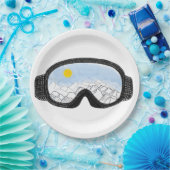 Illustratie Uitzicht Ski Goggles Mountain Papieren Bordje (Feest)