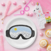 Illustratie Uitzicht Ski Goggles Mountain Papieren Bordje (Feest)