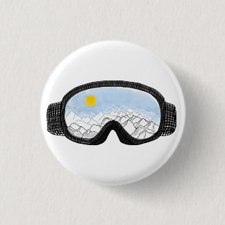 Illustratie Uitzicht Ski Goggles Mountain Ronde Button 3,2 Cm