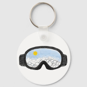 Illustratie Uitzicht Ski Goggles Mountain Sleutelhanger