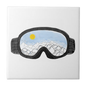 Illustratie Uitzicht Ski Goggles Mountain Tegeltje
