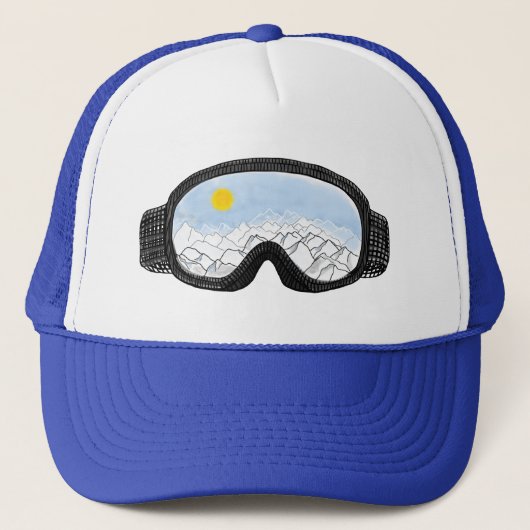 Illustratie Uitzicht Ski Goggles Mountain Trucker Pet (Voorkant)