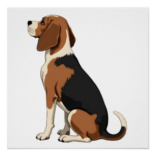 Illustratie van achteraanzicht van vintage Beagle- Perfect Poster