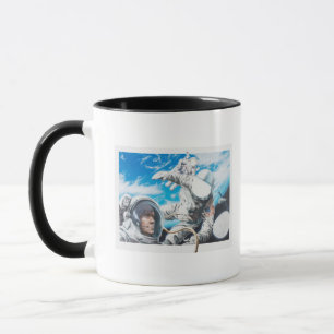 Illustratie van Amerikaanse astronauten in de ruim Mok