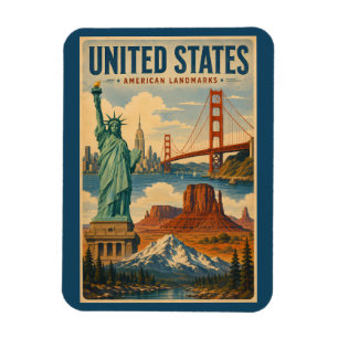 Illustratie van Amerikaanse oriëntatiepunten Magneet