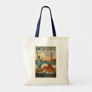 Illustratie van Amerikaanse oriëntatiepunten Tote Bag