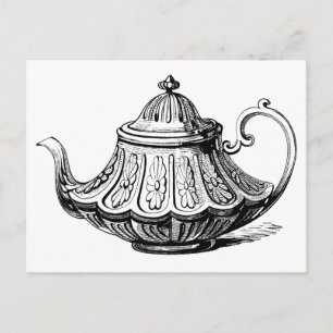 Illustratie van antieke theepot briefkaart