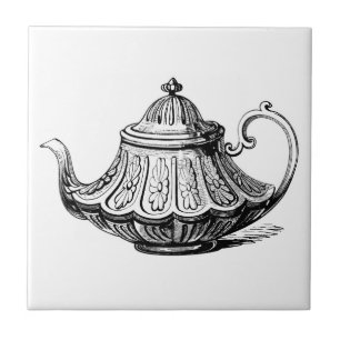 Illustratie van antieke theepot tegeltje