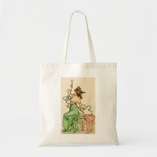 Illustratie van Art Nouveau champagne dames in vin Tote Bag