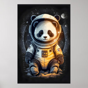 Illustratie van astronaut panda beer poster