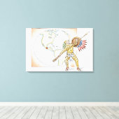 Illustratie van Aztec Jaguar Warrior Canvas Afdruk (Insitu (Houten vloer))