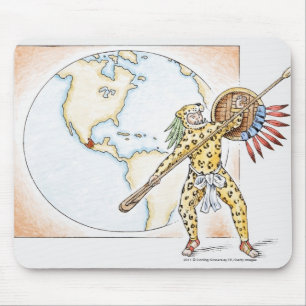 Illustratie van Aztec Jaguar Warrior Muismat