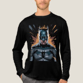 Illustratie van Batman in een dynamische pose Tri-Blend Shirt (Voorkant volledig)