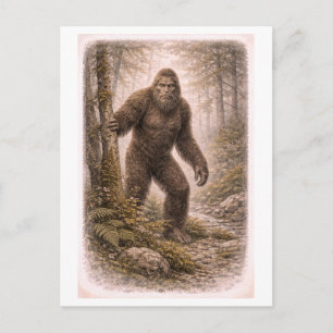 Illustratie van Bigfoot in vintage stijl (Mythe Se Briefkaart