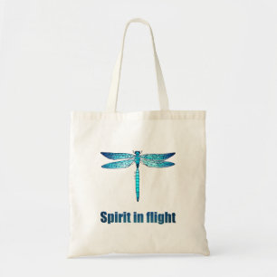 Illustratie van blauwe libel in vlucht tote bag