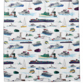 Illustratie van bootjes en schepen Random Pattern Douchegordijn (Voorkant)