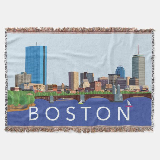 Illustratie van Boston Skyline Computer Terug naar Deken (Voorkant)