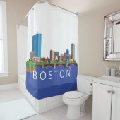 Illustratie van Boston Skyline Computer Terug naar Douchegordijn (In situ)
