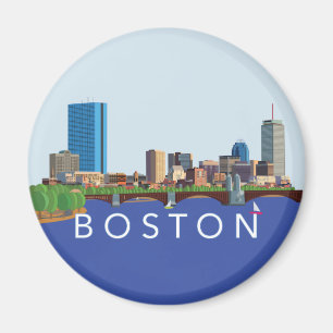 Illustratie van Boston Skyline Computer Terug naar Magneet
