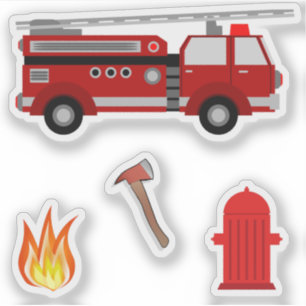 Illustratie van brandweerlieden sticker