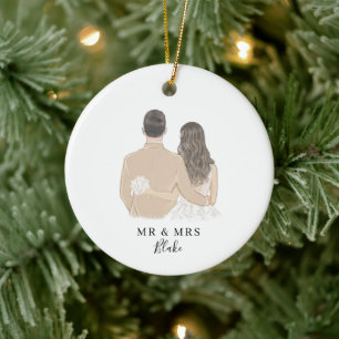 Illustratie van bride en groom keramisch ornament