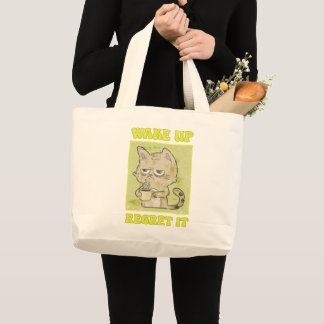 Illustratie van chagrijnige kat uit het verleden - grote tote bag