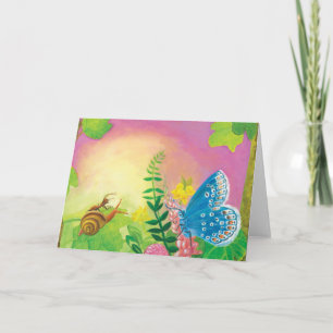 Illustratie van Chapman's blauwe vlinder & mier &  Kaart