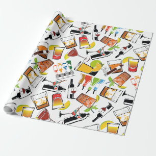 Illustratie van cocktailnachtleven cadeaupapier