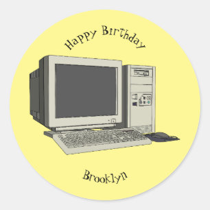 Illustratie van computercartoon ronde sticker