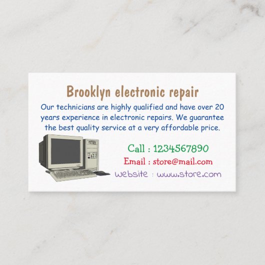 Illustratie van computercartoon visitekaartje (Voorkant)