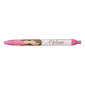 Illustratie van Cute Brunette Girl met aangepaste Zwarte Inkt Pen (Voorkant)