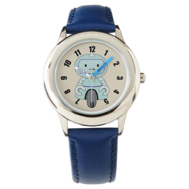 Illustratie van Cute Retro Robot Horloge (Voorkant)