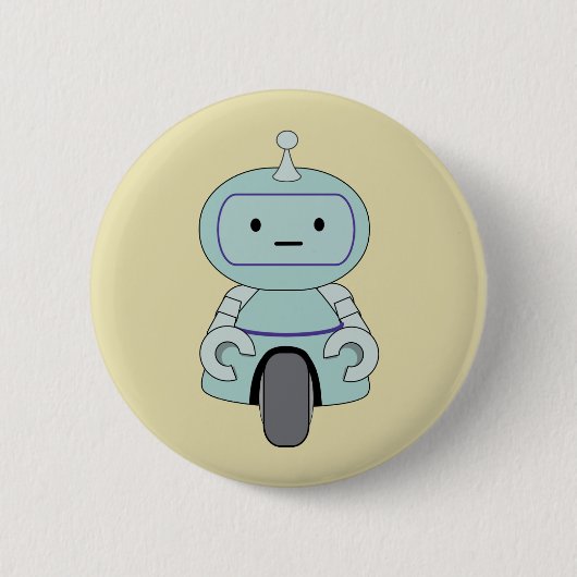 Illustratie van Cute Retro Robot Ronde Button 5,7 Cm (Voorkant)