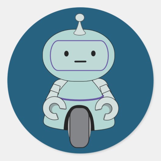 Illustratie van Cute Retro Robot Ronde Sticker (Voorkant)