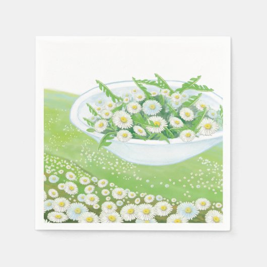 Illustratie van Daisy en Dandelion Spring Salad Servet (Voorkant)