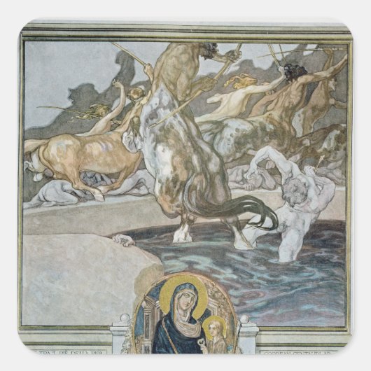 Illustratie van Dante's 'Divine Comedy' Vierkante Sticker (Voorkant)