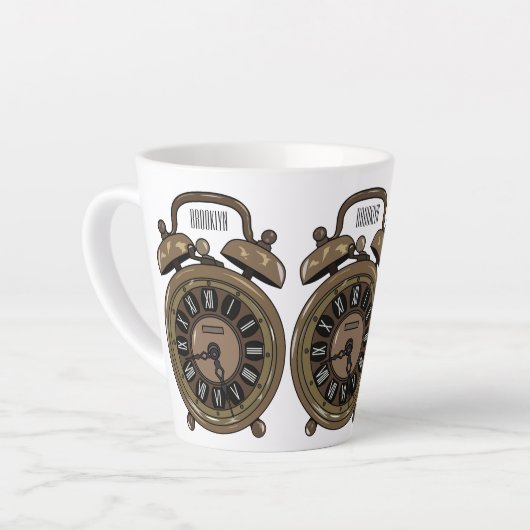 Illustratie van de cartoon van de wekker latte mok (Linkerhoek)